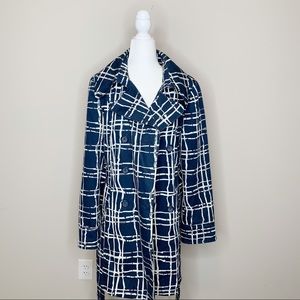 Merona Navy & White Trench Coat